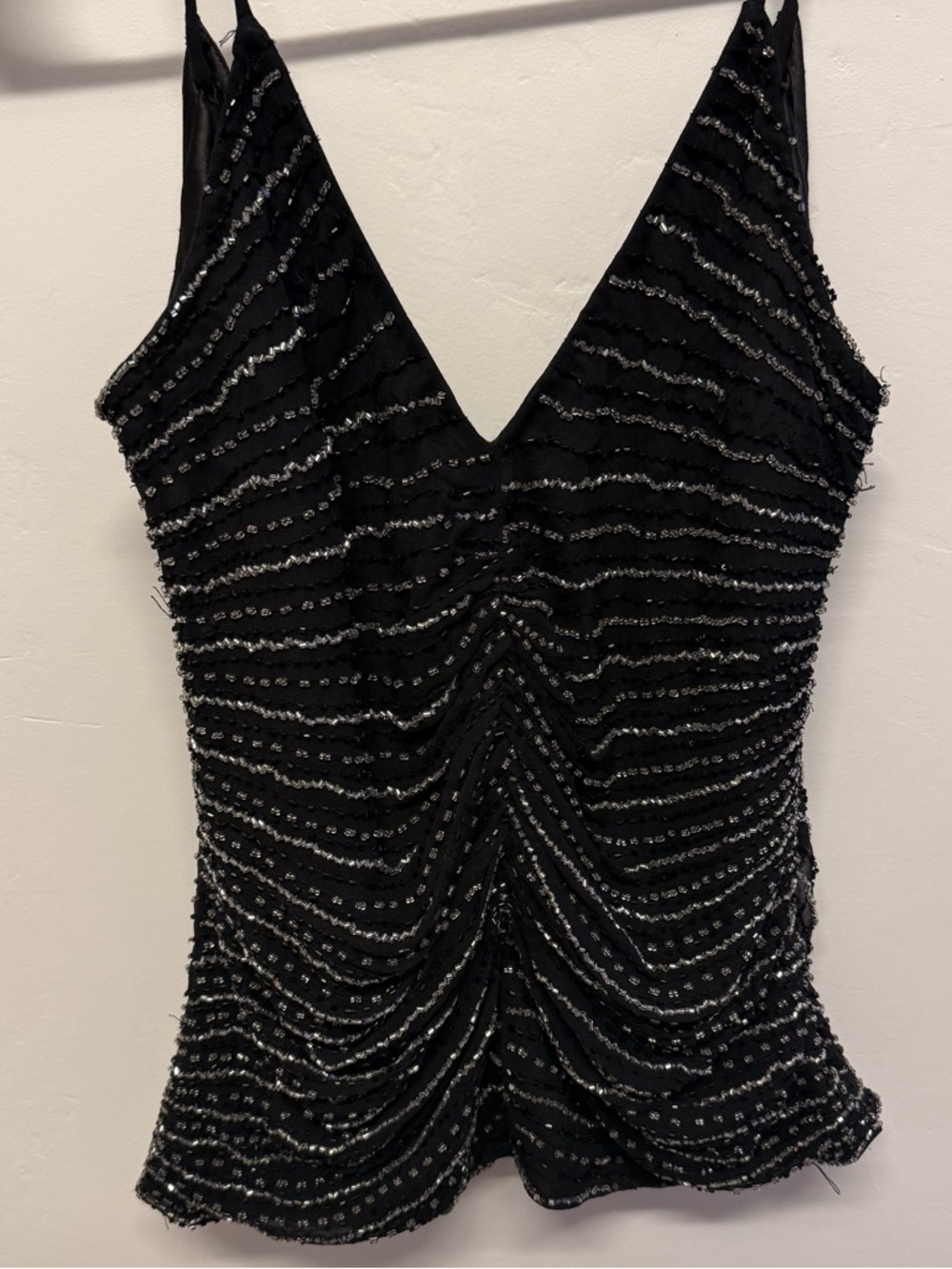 Scala Black Beaded V-Neck Camisole